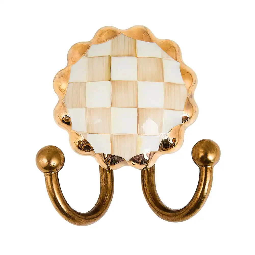 Mocha Check Round Hook