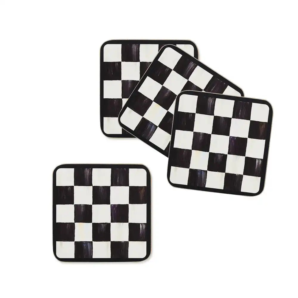 Courtly Checked Cork Back Coasters, Set of 4