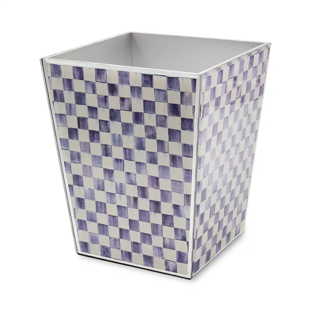 Violet Check Glass Waste Bin