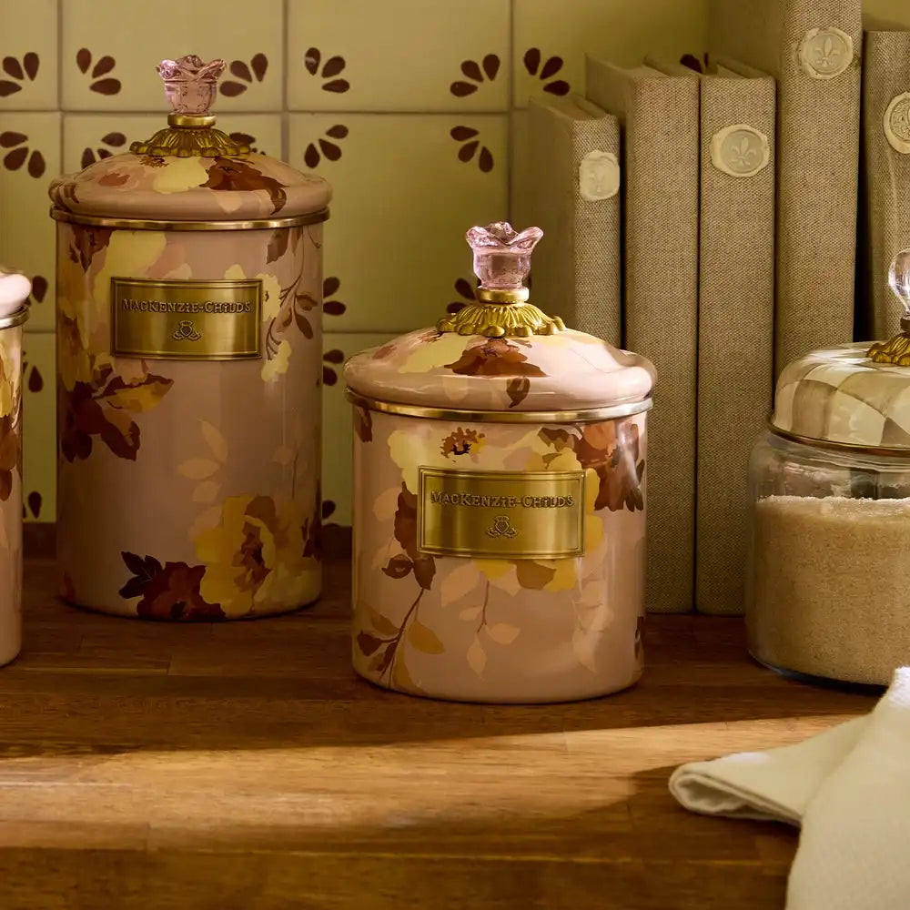 Wild Rose Mauve Canisters, Set of 3
