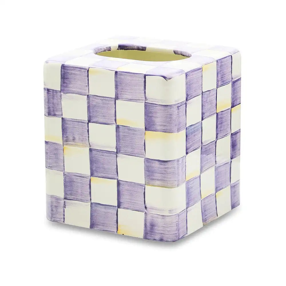 Violet Check Boutique Tissue Box Cover