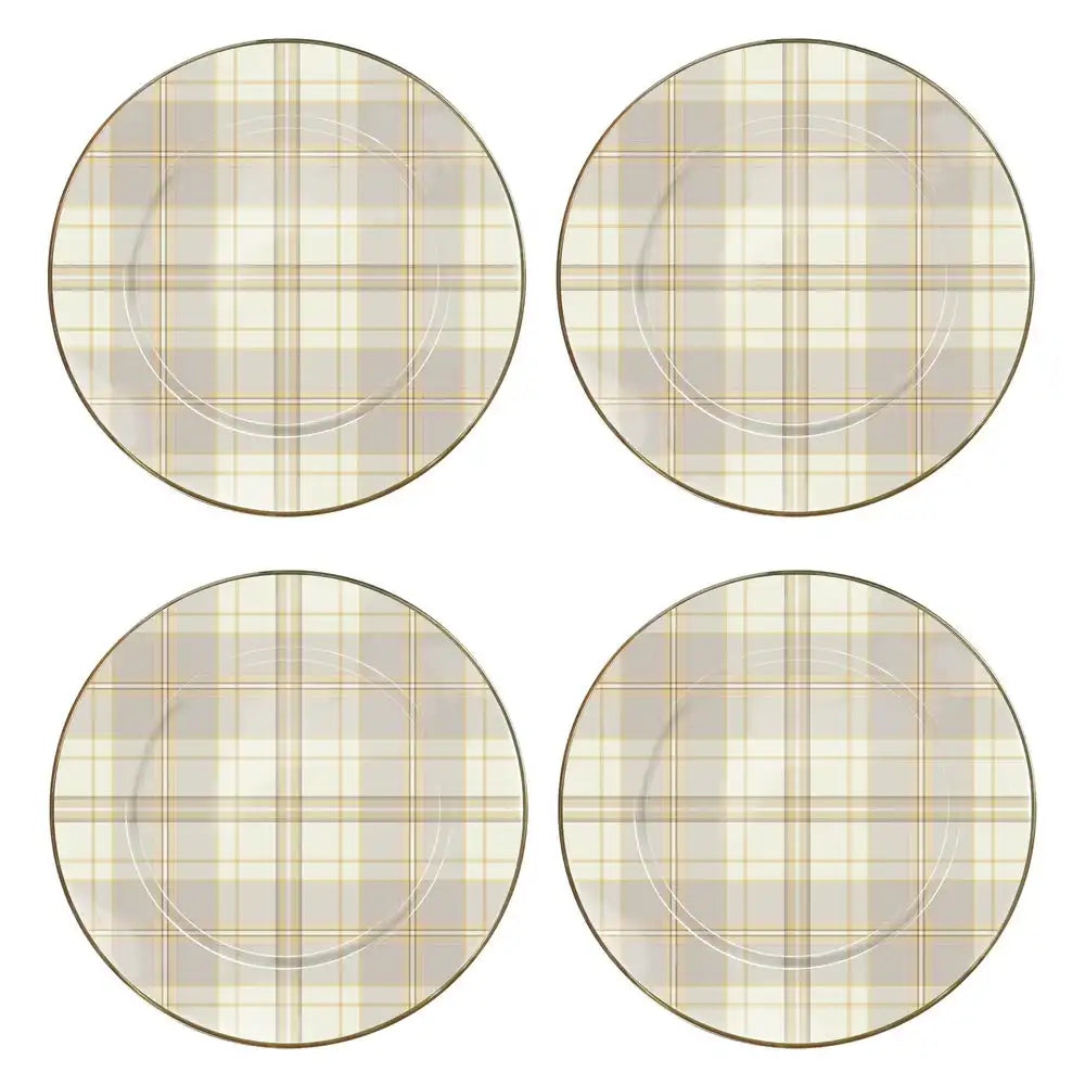 Tartan Latte Salad Plates, Set of 4