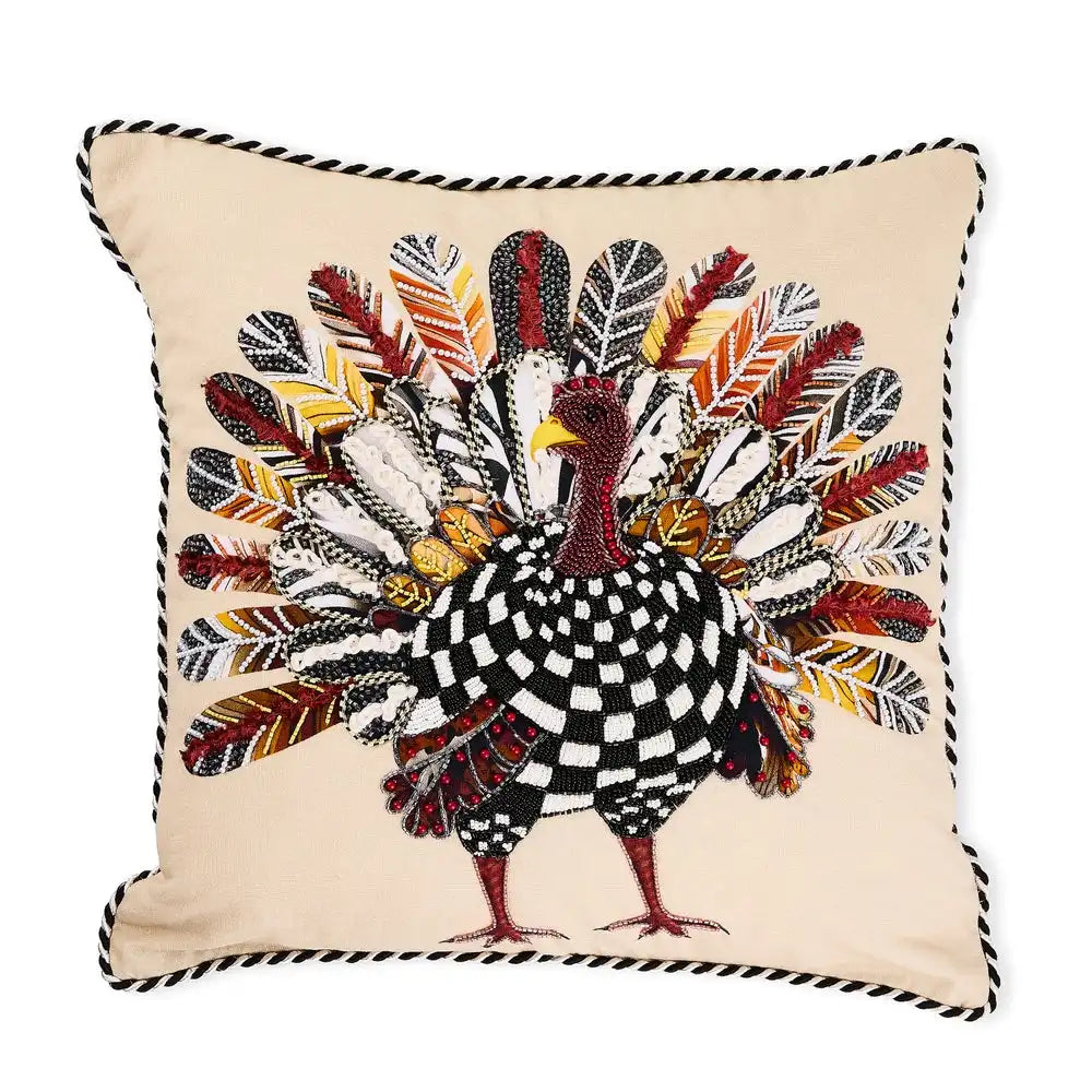 Checked Turkey Throw Pillow