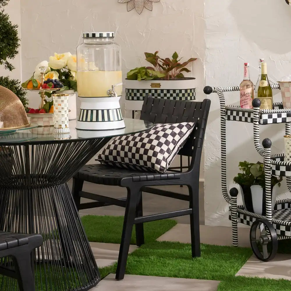 Courtly Check Printed Outdoor Lumbar Pillow