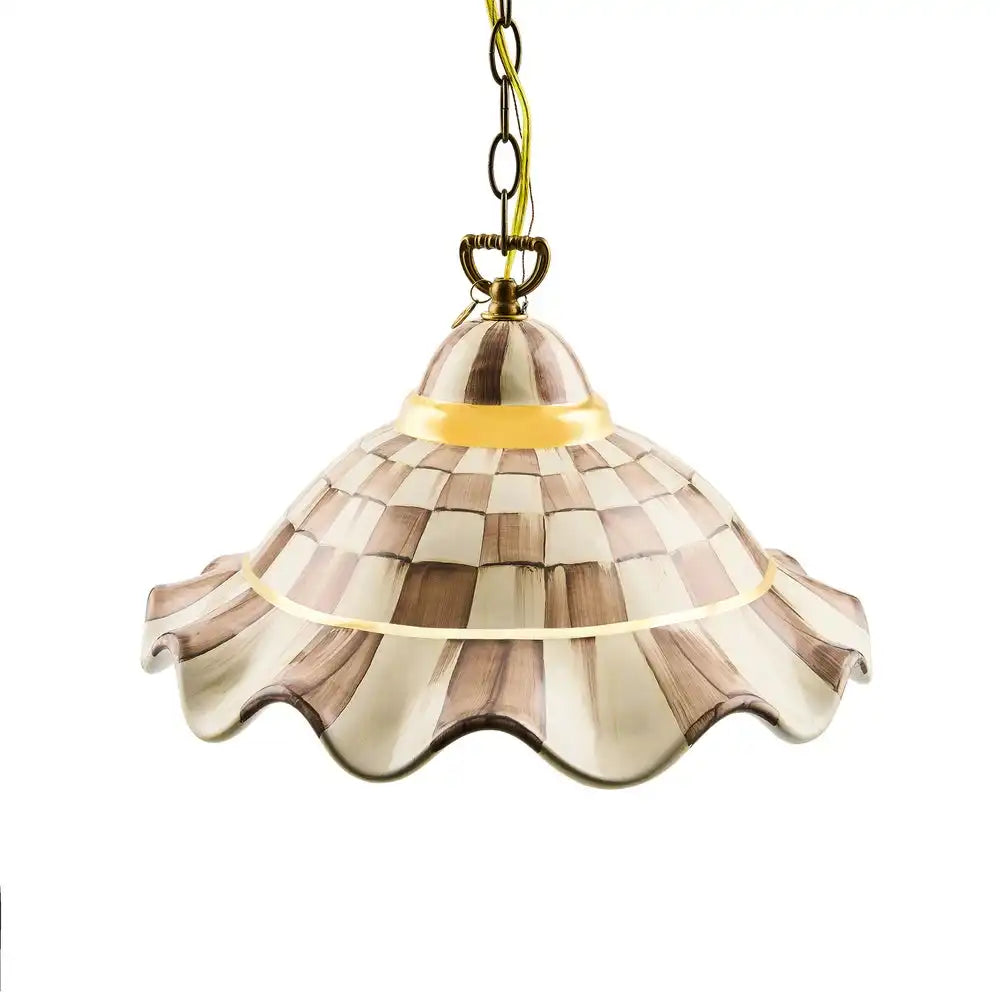 Mocha Check Medium Ceramic Pendant Lamp