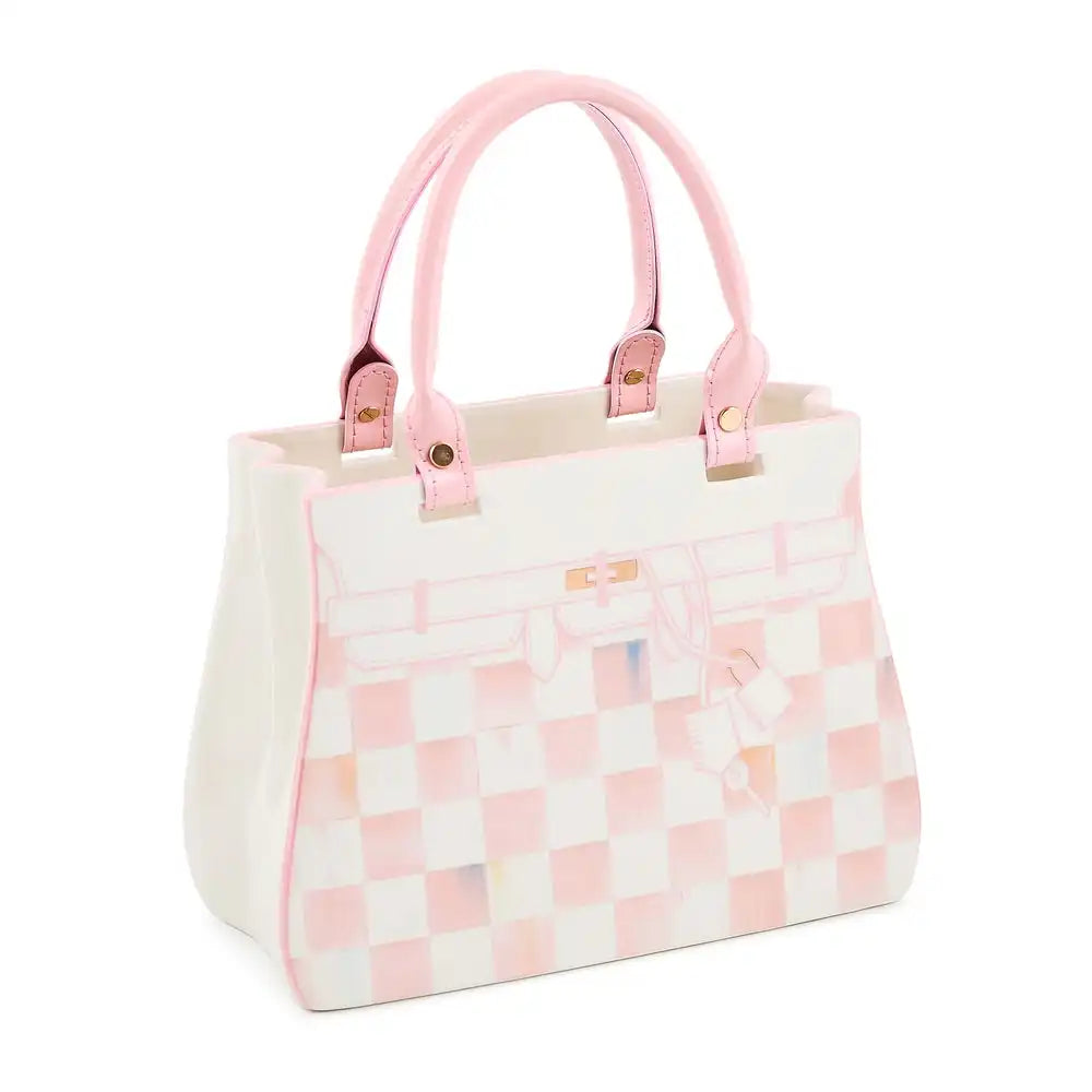 Rosy Check Doodles Handbag Vase