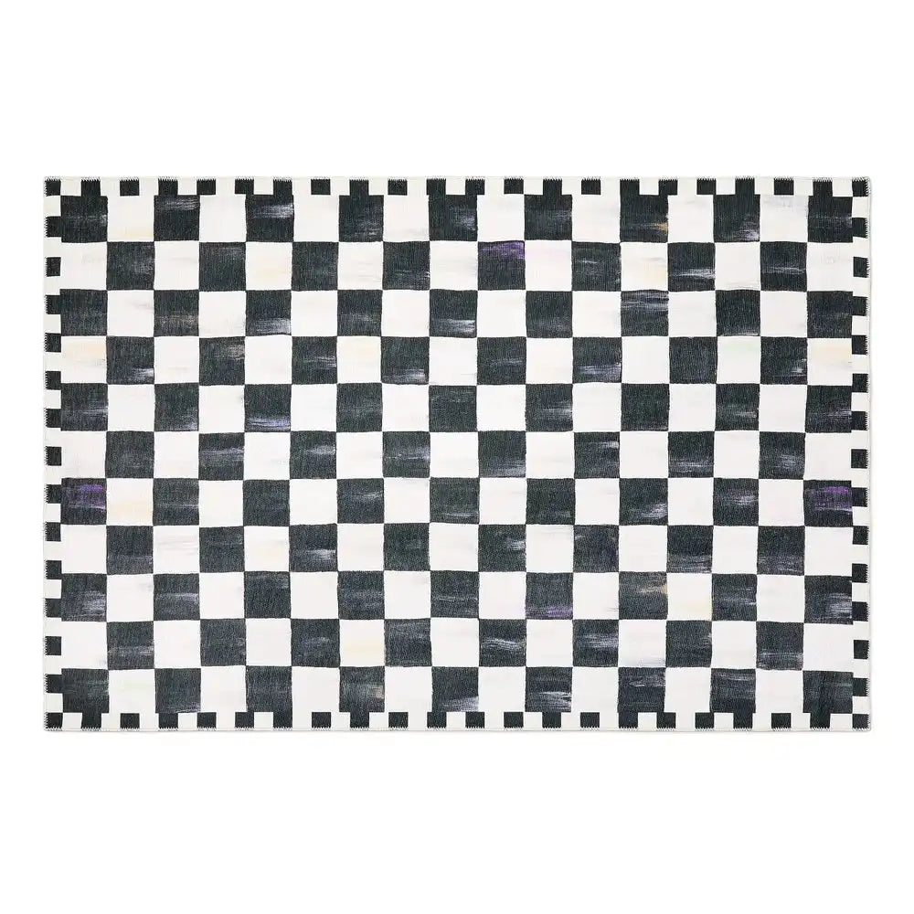 Courtly Checkered 3' x 5' Washable Rug