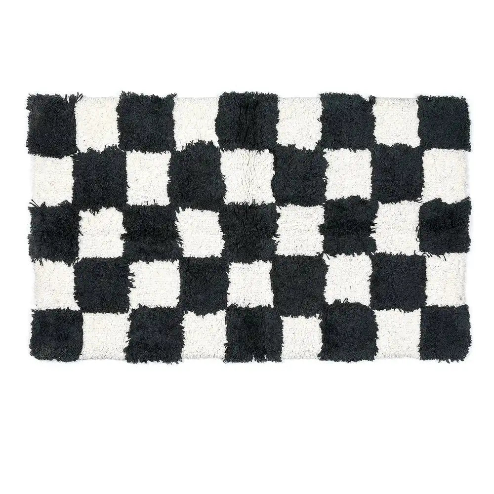 Checkerboard Black Bath Rug