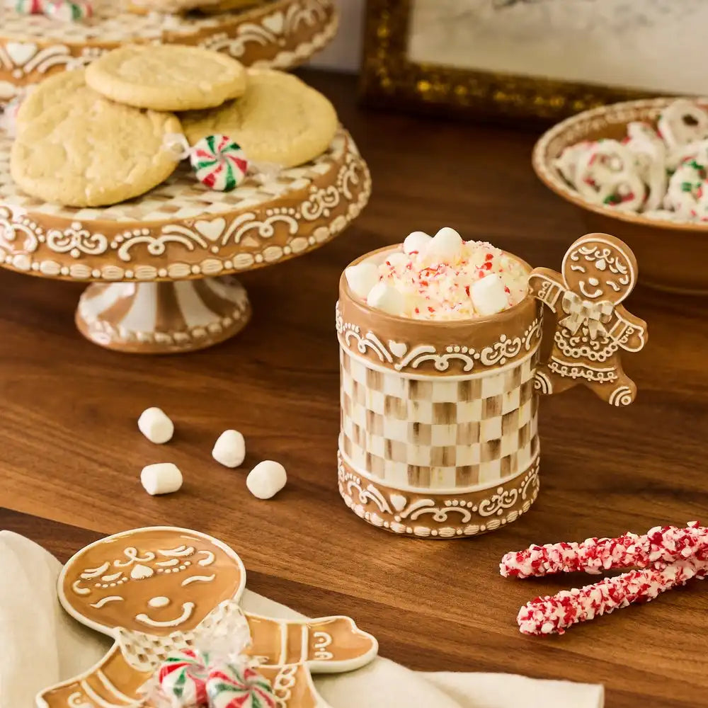 Mocha Check Gingerbread Mug