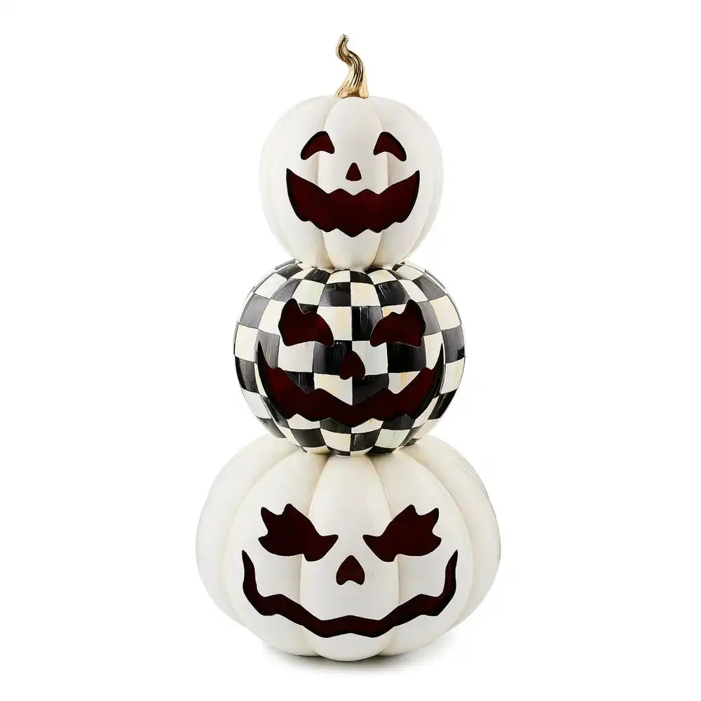 Courtly Check Stacked Illuminated Pumpkins