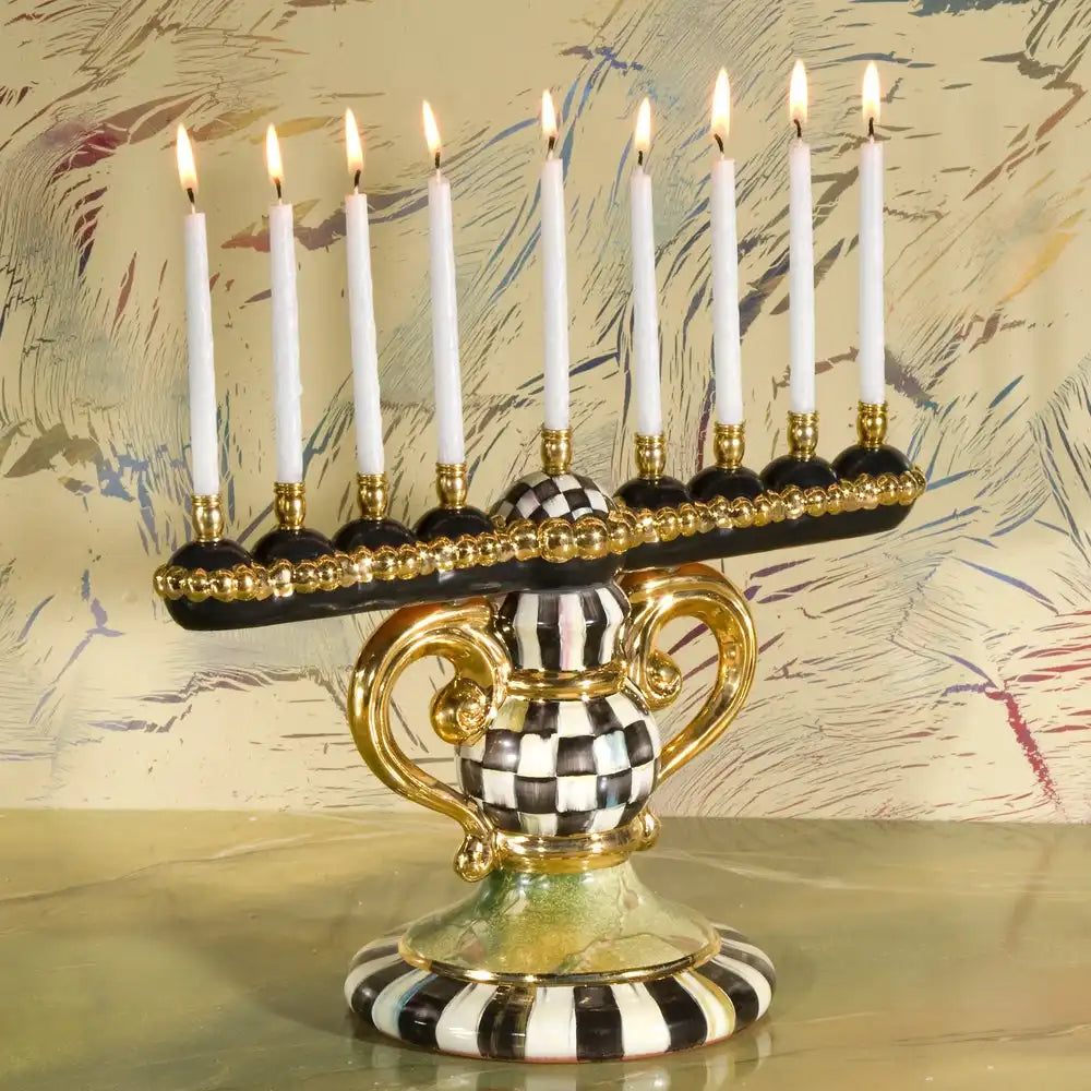 Courtly Check Ceramic Menorah